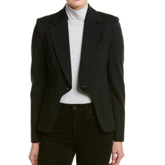 Diane Von Furstenberg Flynn Blazer Black cady Sz 6 Asymmetrical - Picture 1 of 9
